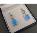 A Pair of Blue Opalite and CZ Drop Earrings