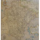 A Late 17th or early 18th Century Coloured Map by Saxon/Kip Devonshire,