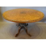 A Victorian Burr Walnut Oval Centre Table,