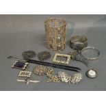 A Silver Cased Fob Watch together with other items to include costume jewellery