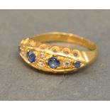An 18ct Yellow Gold Sapphire and Diamond Ring,