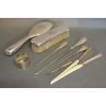 An 800 Mark Two Piece Silver Backed Dressing Table Set,