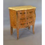 A French Kingwood Gilt Metal Mounted Serpentine Small Chest,