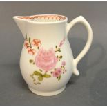 An 18th Century Lowestoft Sparrow Beak Jug, hand painted with summer flowers, circa 1770,