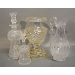 A Scottish Glass Decanter of Thistle Form together with another similar smaller,