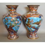 A Pair of 19th Century Japanese Large Fine Quality Cloisonne Vases of Oviform,