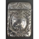 A 925 Silver Card Case of Embossed Form