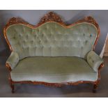 A Victorian Walnut Double Spoon Serpentine Drawing Room Sofa,