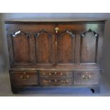 A George III Oak Mule Chest, converted to a cupboard,