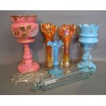 A Pair of Carnival Glass Spill Vases,