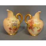 A Pair of Royal Worcester Blush Ivory Jug Vases,