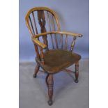 An Early 19th Century Elm Child's Windsor Armchair,