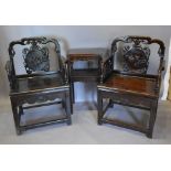 A Pair Early 20th Century Chinese Hardwood Armchairs,