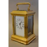 A Miniature Brass Cased Carriage Clock,