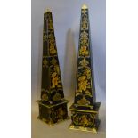 A Pair of Chinoiserie Decorated Obelisk,