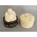 A Late 19th Early 20th Century Chinese Carved Ivory Small Cylindrical Covered Box,