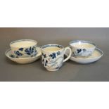An 18th Century Salopian Tea Bowl and Saucer, decorated in under glaze blue,