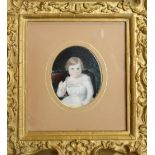 A 19th Century Oval Portrait Miniature 'Study of a Girl' within gilded frame,