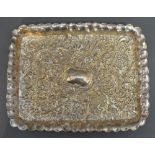 A Victorian Silver Rectangular Tray of Embossed Form, with scroll border, Birmingham 1900,