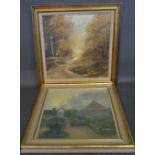 Pamela Derry AUTUMN TREES Oil on board dated 1974, 39 x 39 cms,
