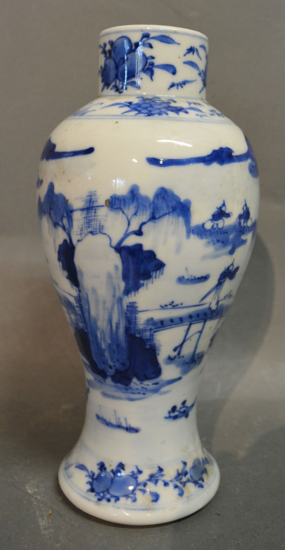 A Chinese Underglaze Blue Decorated Vase, with two blue rings to the underside,