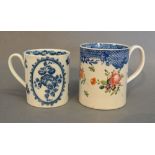 An 18th Century Caughley Coffee Can decorated in underglaze blue with fruit and wreath pattern,