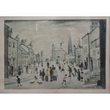 After Lowry, The Lancashire Village, coloured print,