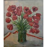 Karolina Larusdottir, 1944 onwards, Iceland STILL LIFE VASE OF TULIPS Signed and dated 1975,