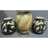 A Pair of Burslem Noir Globular Vases,