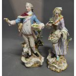 A Pair of Meissen Porcelain Figures in the form of a Lady and Gentleman in Period Dress,