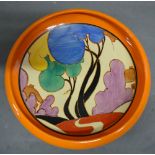 A Clarice Cliff Bazarre Fantasque Blue Autumn Pattern Bowl,