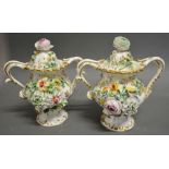 A Pair of Coalbrookdale Porcelain Two Handled Covered Vases,