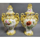 A Pair of 19th Century Coalbrookdale Two Handled Covered Vases,