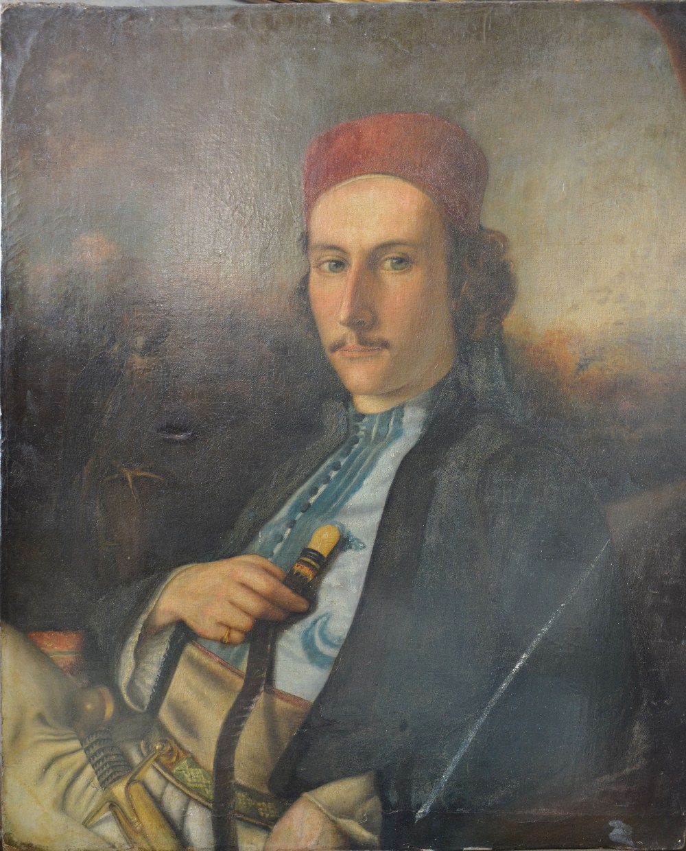 In the manner of William Pether HALF LENGTH PORTRAIT OF A TURKISH MAN Oil on canvas, - Image 2 of 3