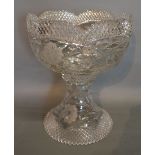 An Early 20th Century Good Quality Cut Glass Large Pedestal Bowl (a/f), 30 cms high,