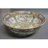 A Late 19th Early 20th Century Canton Bowl decorated in polychrome enamels,