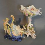 A German Porcelain Comport, with figural mounts,