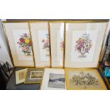 A Set of Four Botanical Coloured Prints,