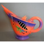 A Teapot of Stylised Form by Richard Godfrey with stylised decoration,