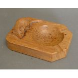 A Robert (Mouseman) Thompson Carved Oak Ashtray, 10 x 7.