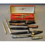 A Small Collection of Fountain Pens, to include Parker, Sheaffer and Swan,