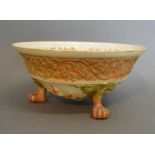 A Royal Worcester Blush Ivory Bowl with three paw feet,