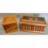 A 19th Century Sorrento Ware Box in the form of Books, the hinged cover inlaid with figures,