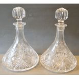 A Pair of Cut Glass Ship's Decanters