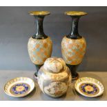 A Pair of Royal Doulton Slater Patent Bottle Neck Vases together with a Japanese Ginger Jar and two
