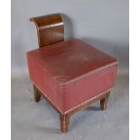 A Burgundy Leather Square Stool with Sha
