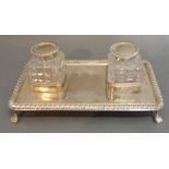 An Edwardian Silver Inkstand, the two cu