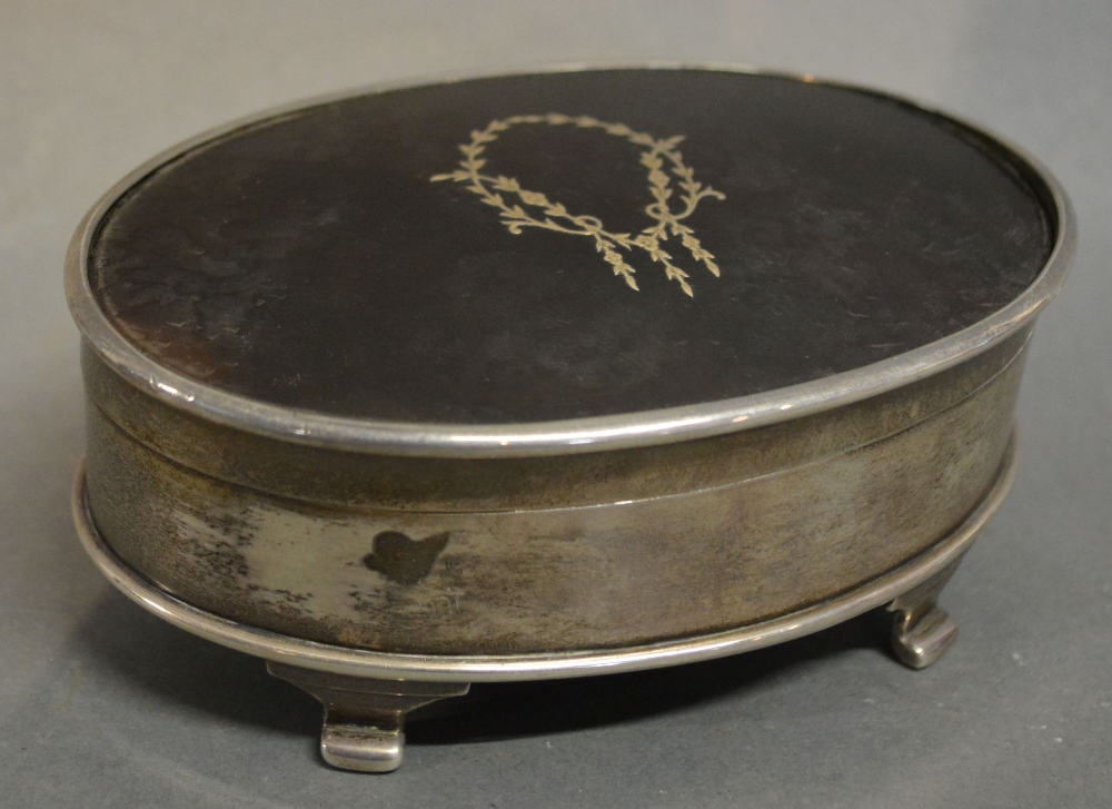 A Victorian Silver Oval Trinket Box, the