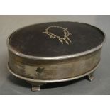 A Victorian Silver Oval Trinket Box, the