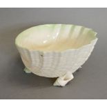 A Belleek Bowl of Scallop Form, black ma